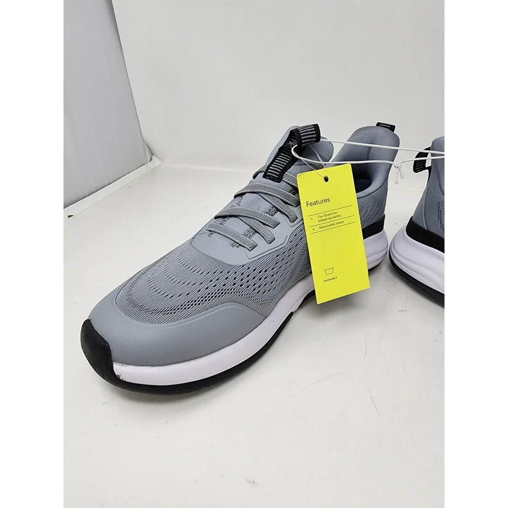 All‎ in Motion Mens Grey Mesh Toe Shield Washable Athletic Sneakers Size 9